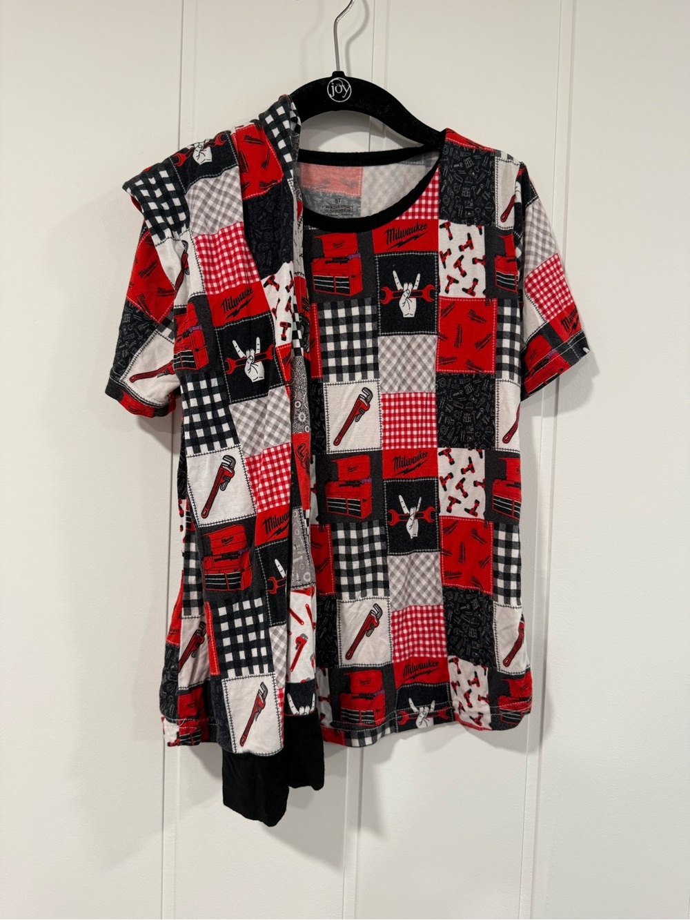 Bamboo Milwaukee Red & Black Patchwork Tool-Print PJ set